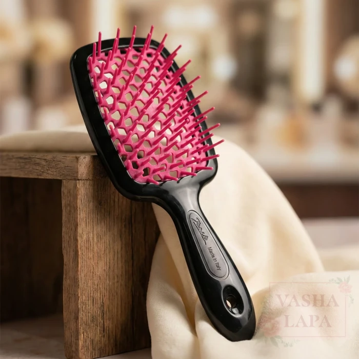 Расческа для волос Janeke 1830 Small Superbrush The Original Italian Black-Raspberry Черно-малиновая