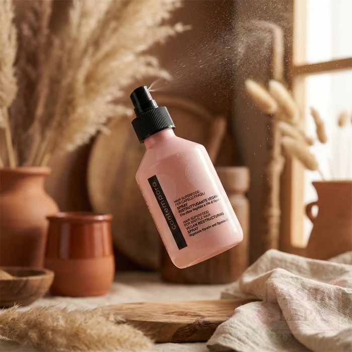 Cпрей реструктурирующий с растительным кератином и маслом опунции Contempora Hair Superfood Vegan Restructuring Spray
