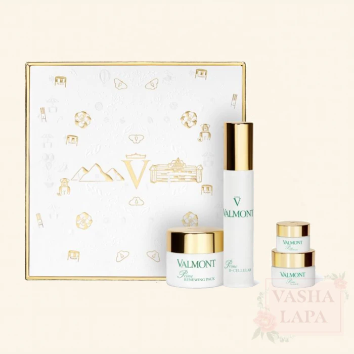 Фирменный косметический набор Valmont Prime Renewing Pack Retail Set Gold