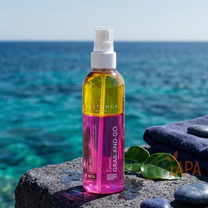 Двухфазный солнцезащитный спрей для лица, тела и волос Histomer Happy Sun - Mist SPF 15