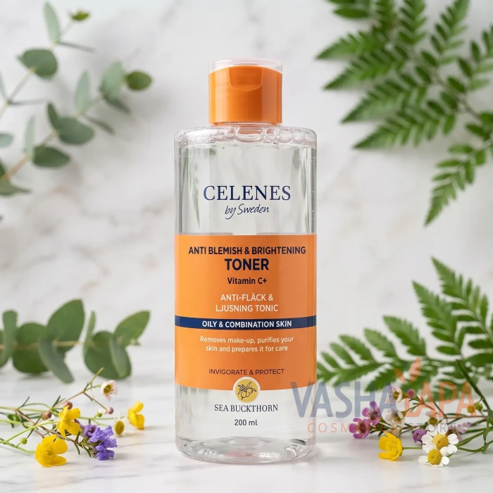 Осветляющий тоник с облепихой для жирной и комбинированной кожи Celenes Sea Buckthorn Anti Blemish & Brightening Toner