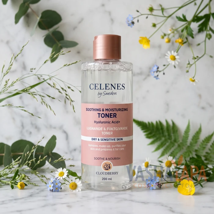 Успокаивающий тоник с морошкой для сухой и чувствительной кожи Celenes Cloudberry Soothing & Moisturizing Toner