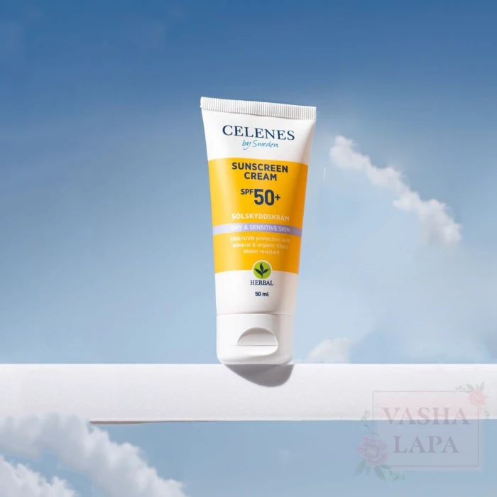Солнцезащитный крем для сухой и чувствительной кожи Celenes Sunscreen Cream SPF 50+