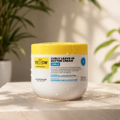 Незмивний пудінг для дуже кучерявого волосся з термозахистом Yellow Curly Leave-In Butter Cream