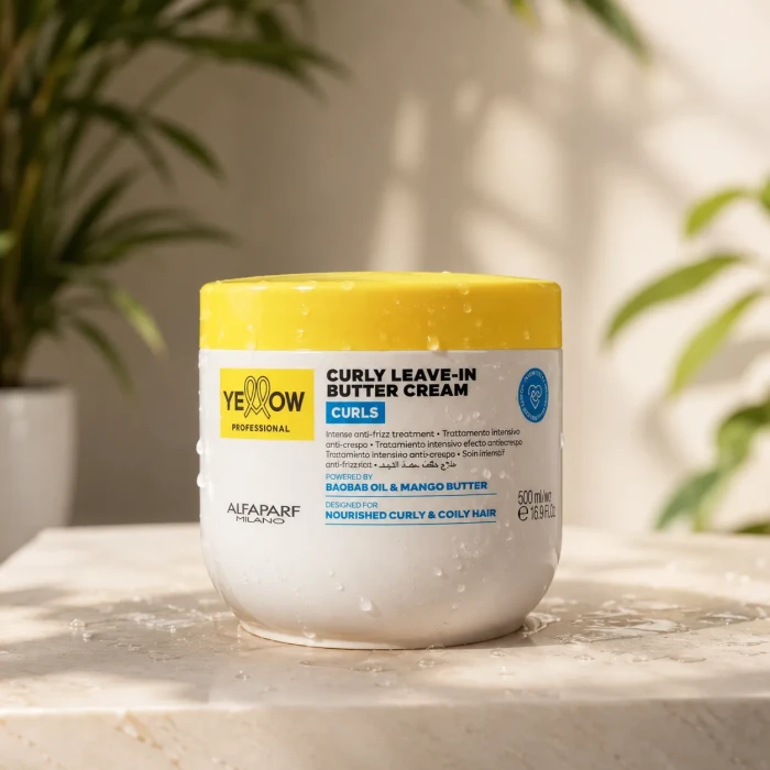 Несмываемый пудинг для очень вьющихся волос с термозащитой Yellow Curly Leave-In Butter Cream