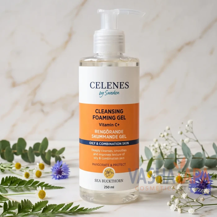 Очищающая пенка-гель с облепихой для жирной и комбинированной кожи Celenes Sea Buckthorn Cleansing Foaming Gel Oily & Combination Skin