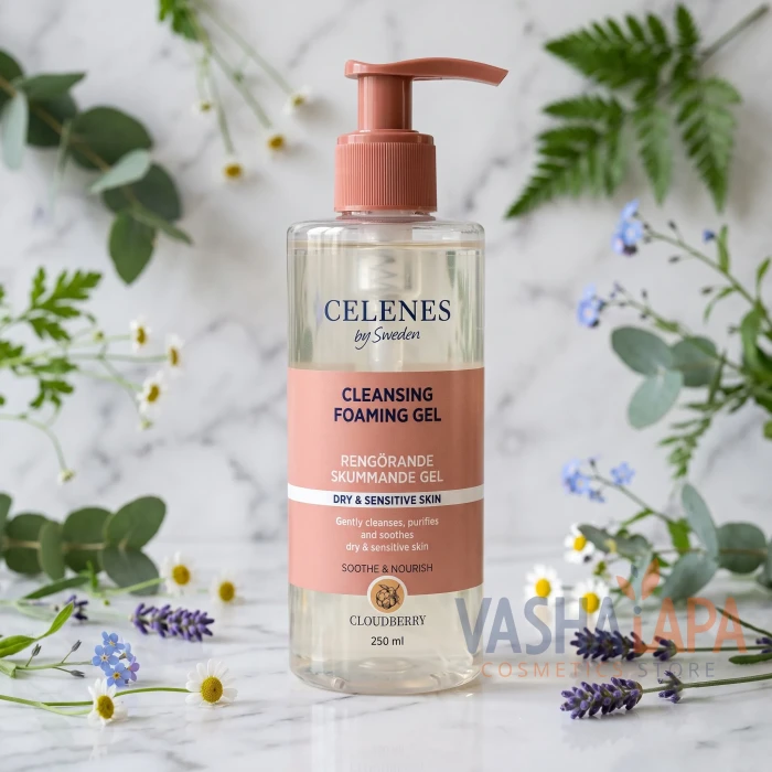 Очищаюча пінка-гель з морошкою для сухої та чутливої шкіри Celenes Cloudberry Cleansing & Foaming Gel Dry & Sensitive Skin