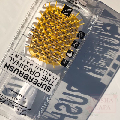 Щітка для волосся Janeke 1830 Superbrush The Original Italian White-Yellow Біло-жовта