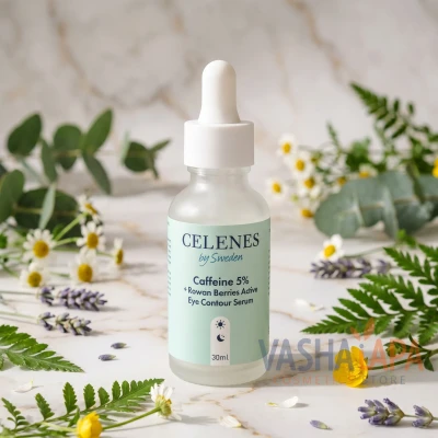 Сыворотка от отеков с кофеином 5% для зоны вокруг глаз Celenes Caffeine 5% + Rowan Berries Active Eye Contour Serum