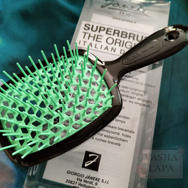 Расческа для волос Janeke 1830 Superbrush The Original Italian Black-Turquoise Черно-бирюзовая