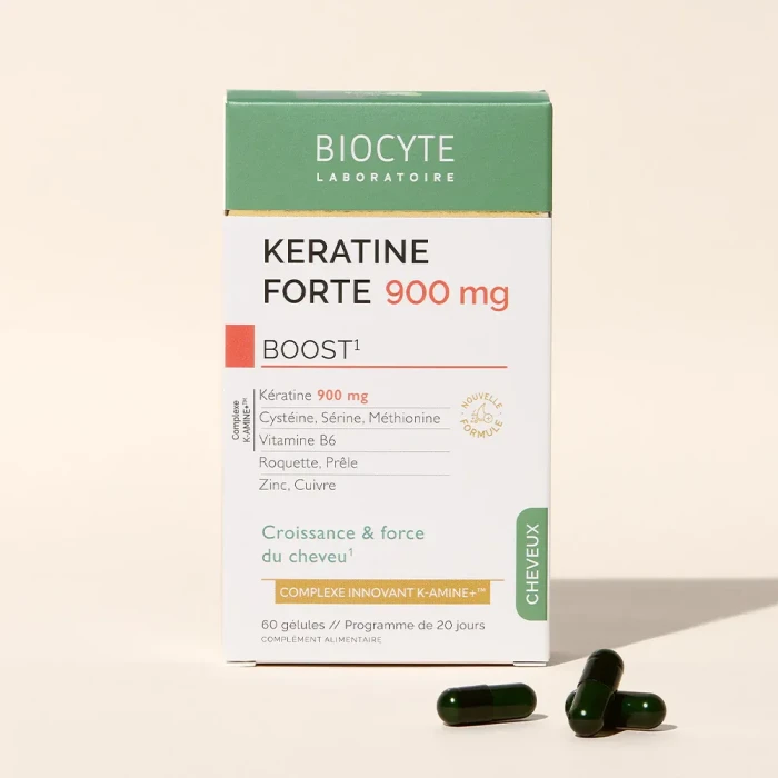 Пищевая добавка укрепляет и помогает отрастить длину волос Biocyte Keratine Forte 900 mg
